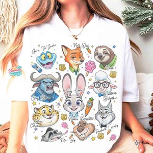 Comfort Colors Disney Zootopia Characters sketch Shirt, Judy Hopps Nick Wilde Zotropolis Family Matching Tee, WDW Disneyland Trip Bild 1