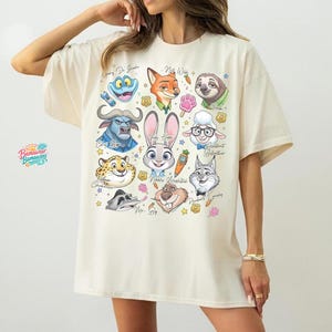 Comfort Colors Disney Zootopia Characters sketch Shirt, Judy Hopps Nick Wilde Zotropolis Family Matching Tee, WDW Disneyland Trip Bild 2