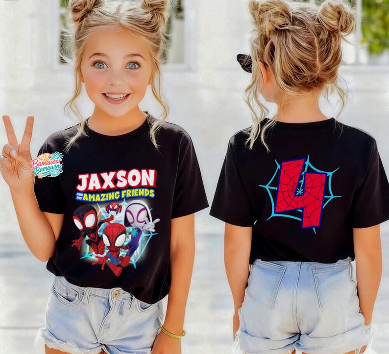 Spideyman Birthday Boy Shirt, Spidey And His Friends Birthday, Spidey Birthday Family Shirt, Personalized Spidey Shirt, Birthday Gift Shirt bild 1