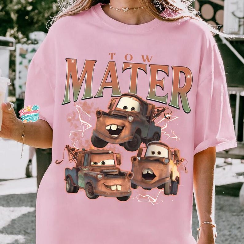 Vintage Bootleg Tow Mater Shirt, Radiator Springs Disneyland Cars Comfort Colors Tee, Disneyland Family Trip 2026 Tees image 6