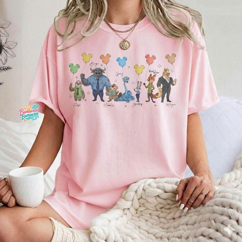 Camiseta de Disneyland Zootopia 2, Camiseta de Judy Hopps, Nick, Gary y Nibbles Bogo, Camiseta de globos de Mickey de Zootopia, Camisetas familiares a juego de Disneyland imagen 4