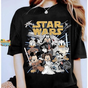 Retro Starwars Mickey & Friends Jedi Shirt, Sci-Fi Cartoon Design, Disneyworld Fan Gift, Family Vacation Digital Download image 1