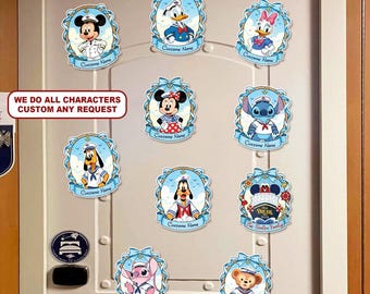 Imán personalizado para la puerta de un crucero Disney, decoración personalizada para camarote de Disney Cruise Line con nombre, Mickey y sus amigos, regalo para cruceros.
