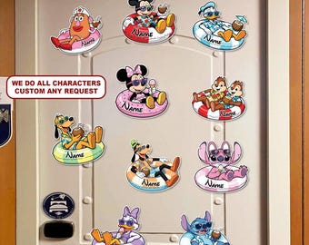Personalized Disney Mickey and Friends Cruise Door Magnet, Disney Cruise Line Custom Name Stateroom Decoration, Disney Trip Magnet