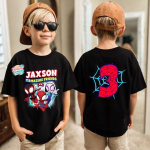 Spideyman Birthday Boy Shirt, Spidey And His Friends Birthday, Spidey Birthday Family Shirt, Personalized Spidey Shirt, Birthday Gift Shirt bild 3