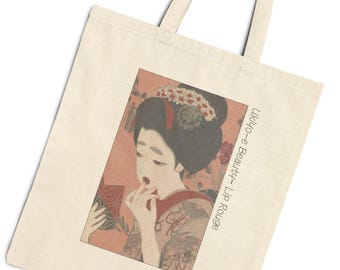Japanese Geisha Tote Bag | Vintage Japanese Woodblock Print , Unisex Canvas Tote Bag