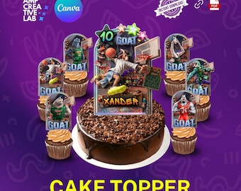 Personalize GOAT Movie Birthday Cake Topper, Cupcake Topper, Editable Canva, Greatest Of All Time Party Invite, Champion Theme Birthday