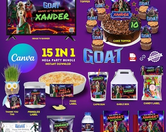 Paquete de fiesta de cumpleaños de la película GOAT, Goat, plantilla de Canva de Goat, descarga digital para fiesta de cumpleaños de baloncesto, GOAT 2026