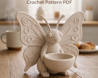 Patrón de portavelas de mariposa de ganchillo para velas pequeñas, decoración DIY, cesta organizadora para el hogar