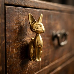 Creative Brass Knob, Nursert Drawer Handle, Bronze Cat Closet Knob