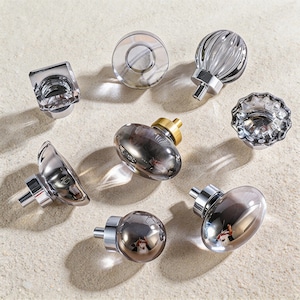 Smoked Glass Cabinet Knobs, Kitchen Hardware, Bathroom Cabinet Handles