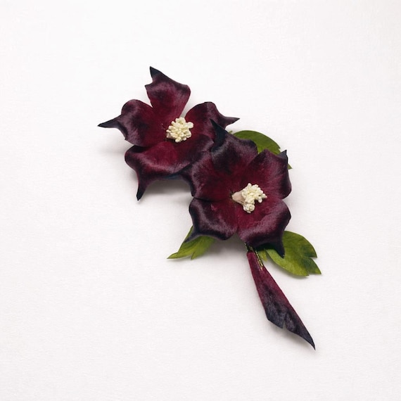 Datura Hair Clip / Brooch – Silk Velvet Accessory, Bridal Floral Barrette/Boutonniere, Sylus merch