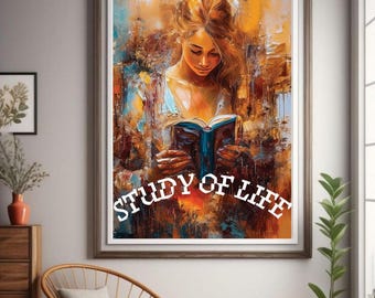 Woman Reading Oil Painting Print | Home Gallery Wall Art (Digital Download)