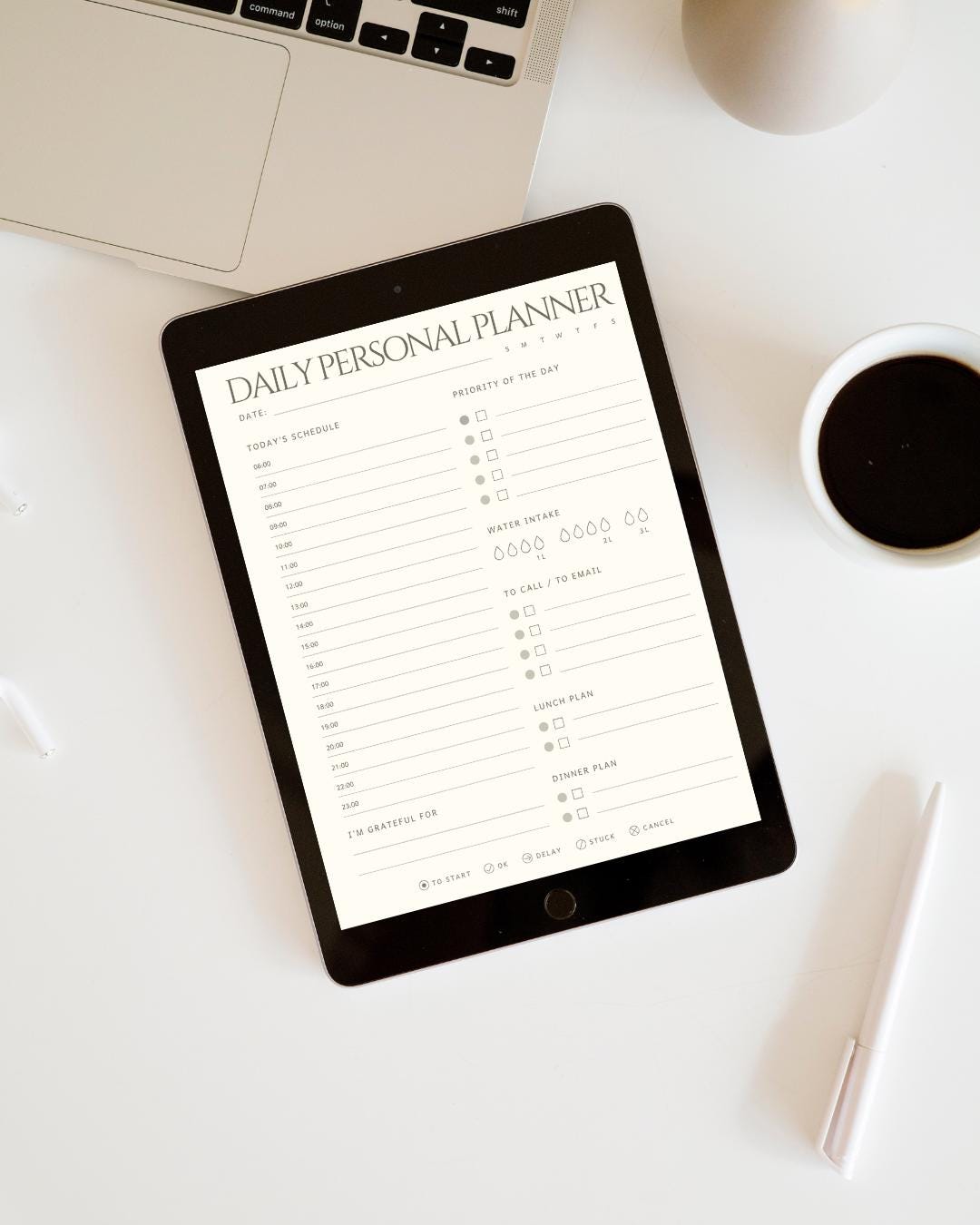 Digital Daily Planner | Printable PDF | Schedule Organizer | Time ...