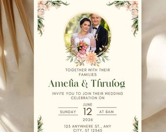 Custom Floral Wedding Invitation Template (Digital Download)