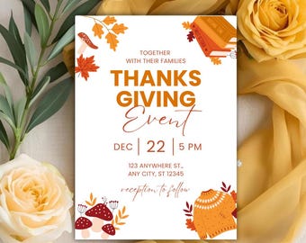 Thanksgiving Dinner Invitation Card | Holiday Event Invite (Digital Download)