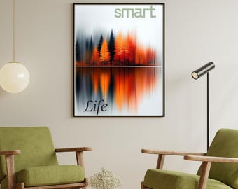 Abstract Forest Reflection Art Print | Contemporary Home Decor (Digital Download)