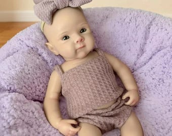 13 Inch Bettie Reborn Silicone Girl Doll – Waterproof Full Silicone Baby with Open Mouth, Handmade Painted Skin, 2 Outfits