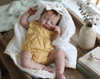 Muñeca bebé renacida de 48 cm: cuerpo de silicona y vinilo, cabello insertado a mano, muñeca realista recién nacida, regalo coleccionable.