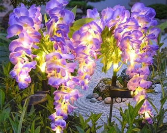 Solar Flower Garden Lights Outdoor Waterproof – 4 Branch 80cm Flower Vine Stake Lights with 2 Lighting Modes – Lawn & Patio Decor