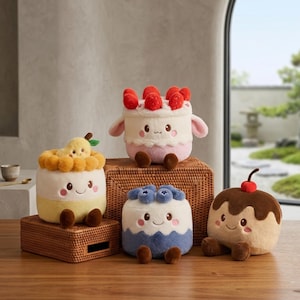 Kawaii Fruit Cake Plush Doll, Strawberry Chocolate Blueberry Mango Stuffed Toy, Cute Dessert Pillow, Handmade Birthday Gift for Kids
