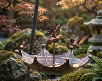 Vintage Umbrella Shaped Bird Feeder – Outdoor Hanging Bird Bath Bowl for Garden Patio Backyard Decor