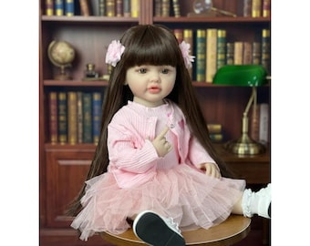 22 Inch Reborn Baby Girl Doll – Full Soft Silicone Body, Lifelike Princess Toddler, Realistic Reborn Gift for Kids