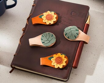 Personalized Leather Magnetic Bookmark with Initials – Custom Handmade Reader Gift, Book Lover Gift for Him & Her