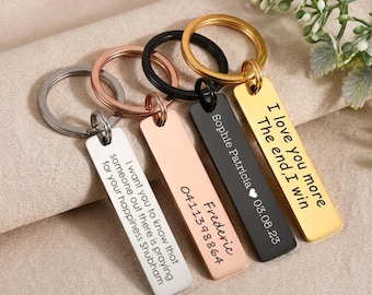 Personalized Engraved Stainless Steel Keychain – Custom Name & Date | Drive Safe Keychain Gift