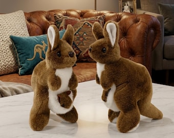 Ultrasoft Kangaroo Plush Toy with Baby Joey – Lifelike Mum & Baby Stuffed Animal – Kids Birthday Gift – Nursery Decor