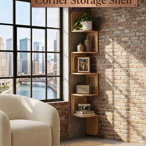 5 Tier Corner Shelf Wall Mounted-(Boho Style)