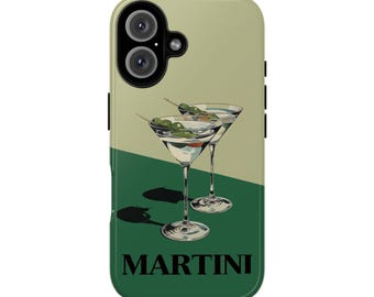 Vintage DRY MARTINI Tough Phone Case Iphone 17,16,15,14,13,12,11 , Cocktail Phone , Samsung S25 S24 S22,Holiday Phone Cover