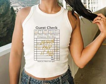 jesus paid it all Guest Check  Rib-Racer Tank Top ,  Women's Tank Top,Summer Top, Cute Crop Tank, Gift for Her, Festival Wear