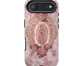 Pink Catholic Virgen de Guadalupe  Phone Case Iphone 17,16,15,14,13,12,11, samsung Galaxy S25,S24,S23, Holiday Phone Cover