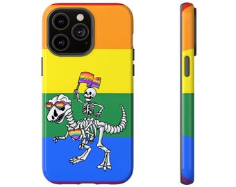 dinosaur LGBT STOP HOMOPHOBIA Tough Phone Case Iphone 17,16,15,14,13,12,11 , Samsung S25 S24 S22,Holiday Phone Cover