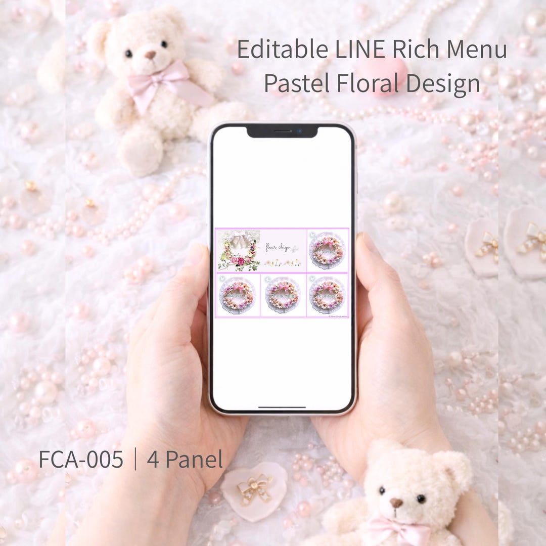 Editable LINE Rich Menu Template | Pastel Floral Design | Canva | Small ...