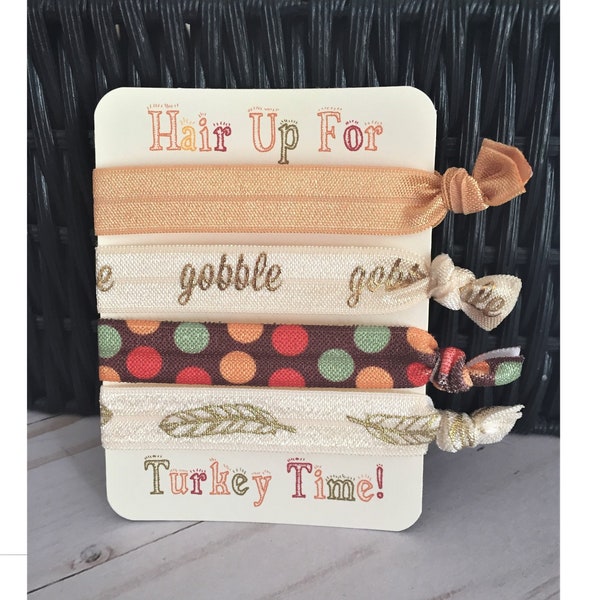 Thanksgiving Hair Ties, Fall Hair Ties, Turkey Hair Ties, Thanksgiving Pony Tail Holders, Turkey Pony Tail Holders, Autumn Hair Ties