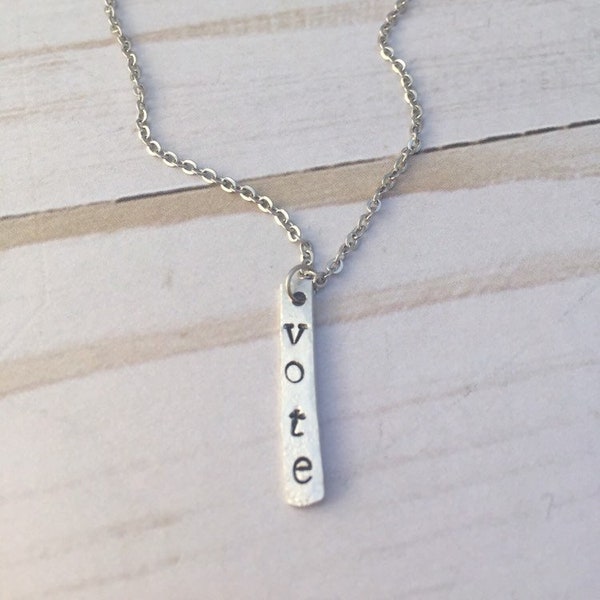 Silver Vote Necklace, Political Jewelry, 2024 Election, Patriotic Jewelry, Volunteer Organizer and Activist Gift, Voting Rights