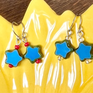 Red White and Blue Patriotic Star Earrings, American Flag Earrings, Memorial Day Fourth of July Earrings, United States Flag Jewelry