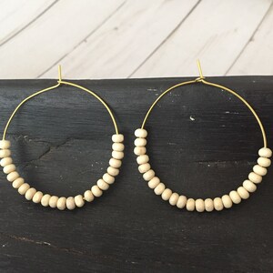 Beaded Hoop Earrings, Ivory Hoop Earrings, Green Hoop Earrings, Purple ...