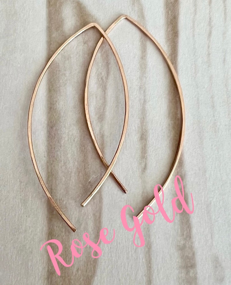 Thin Gold Hammered Hoop Earrings Gold Threader Earrings Open Etsy
