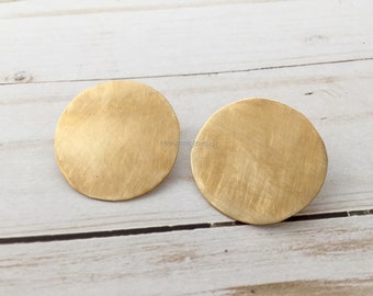 Brass Studs, Moon Earrings, Geometric Earrings, Statement Earrings, Minimalist Earrings, Big Gold Studs, Large Stud, You Pick the Size