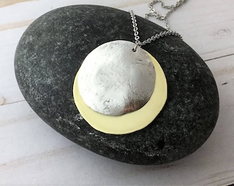 Solar Eclipse Necklace, Sun and Moon Necklace, Sun Necklace, Moon Necklace, Eclipse Jewelry, Celestial Necklace, Space Necklace