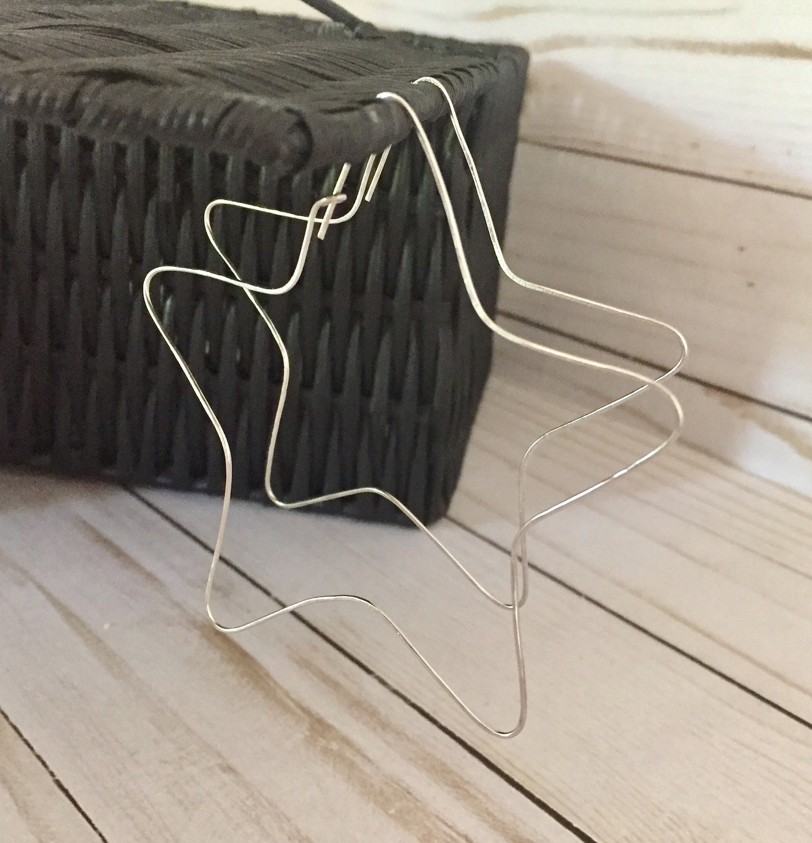 Star Hoop Earrings Wire Star Earrings Modern Hoops Big Hoop - Etsy