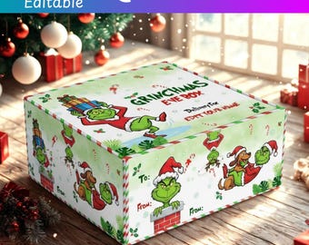 Plantilla editable de Canva para la víspera del Grinch
