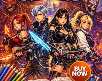 Kpop Demon Hunters Coloring Book, Anime Style Heroes, Monster Battles (Instant Download)