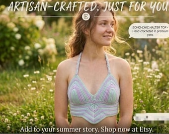 Crochet Halter Top Pattern | Striped Crop Top, Size Inclusive (PDF Download)