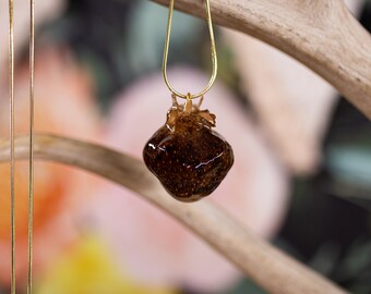 1977 STRAWBERRY Necklace | 3D dried Berry Resin Jewelry | Time stamped Heirloom Art |