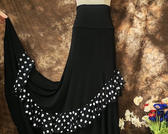 Flamenco skirt with  polka dots chiffon ,F43