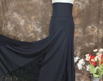 Saia flamenca com renda floral preta, F05